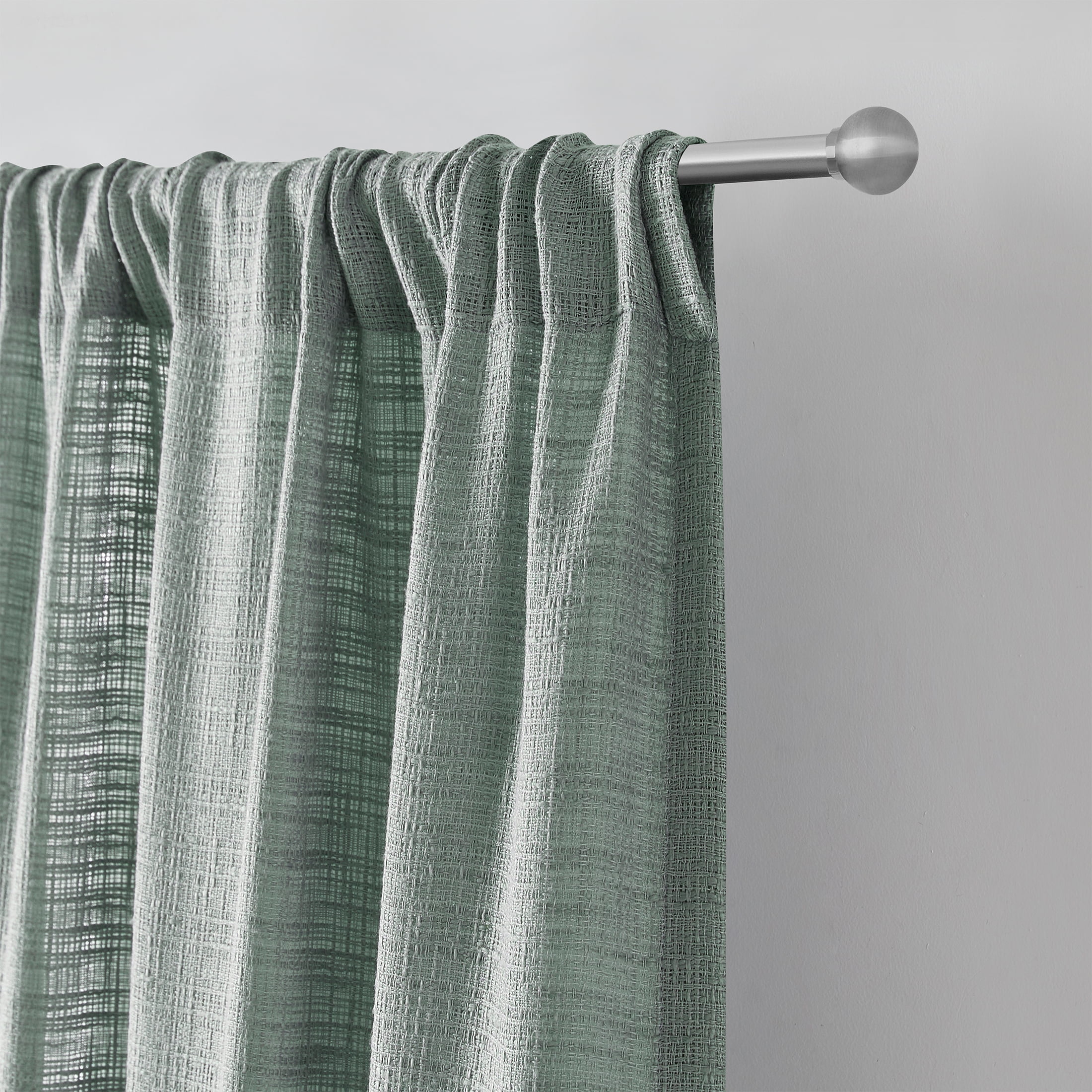 Better Homes & Gardens Woven Slub Rod Pocket Light Filtering Curtain Panel, 1-Piece, Sage, 52" W x 95" L