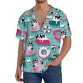 thumbnail image 1 of Xecao Dogs With Swimming Pattern Men's Short-Sleeve Cuban Collar Button-Down Shirt with Chest Pocket Lightweight Tropical Vacation Shirt-4X-Large, 1 of 5