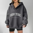 thumbnail image 2 of Hoodie for Women Fall Oversized Hooded Long Sleeve Mitten-Cuff Off the Shoulder Half Zip Graphic Leisure Cotton Top Tops(Navy,XL), 2 of 4