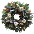 thumbnail image 5 of NICKSUN White Pumpkins Ranunculus Wreath Fall Decor for Front Door, Handmade Hydrangea Big White Pumpkin Wreath, Festival Eucalyptus Leaf Berry Autumn Thanksgiving Wreaths(13.8in), 5 of 6