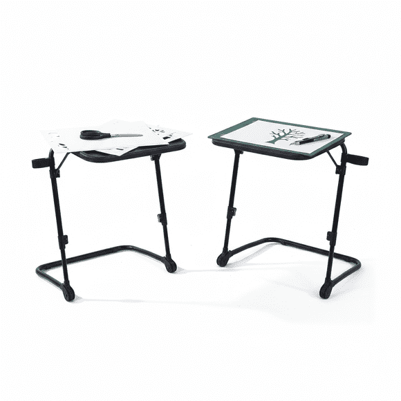 Homy Casa 2 Pack Seattle Space Saving Folding Sofa Tray Table Adjustable Height Laptop TV Dinner Table with Cup Holder, Black