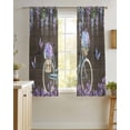 thumbnail image 4 of Purple Flowers Sheer Curtains 39 Inch Length 2 Panels Set for Living Room/Bedroom, Weeping Spring Floral Bicycle Wooden Farmhouse Kitchen Curtains Grommet Curtains Window Treatments 27.5"x39"x2, 4 of 7