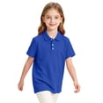 thumbnail image 5 of Girls Breathable Polo Shirt Kids Short Sleeve School Uniform Golf Shirt Casual Quick Dry Three-Button Polo Shirt 130, 5 of 7