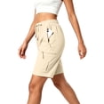 thumbnail image 6 of Women's Lightweight Hiking Cargo Shorts Quick Dry Athletic Shorts Camping Travel Golf Zipper Pockets Water Resistant Beige 2XL, 6 of 6