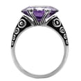 thumbnail image 4 of Womens Rings High polished (no plating) Stainless Steel Ring with AAA Grade CZ in Amethyst TK017, 4 of 5