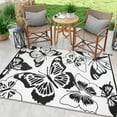 thumbnail image 4 of Lahome 6x9 Butterfly Outdoor Rug, Large Black&White Waterproof Reversible Patio Rugs, Portable Plastic Straw Carpet for Garden Backyard Beach, 4 of 9