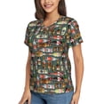 thumbnail image 2 of Honeii Alcohol Bottles Print Women's Classic V-Neck T-Shirt,Womens Fashion Tops,Stylish Everyday Top for Women, Casual Summer Spring Outfits Clothes-XX-Large, 2 of 5