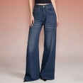 thumbnail image 2 of Women's Pants High Waisted,Womens High Rise Baggy Jeans Straight Wide Leg Casual Trendy Pants Stretch Loose Fit Lightweight Denim Pants, 2 of 9
