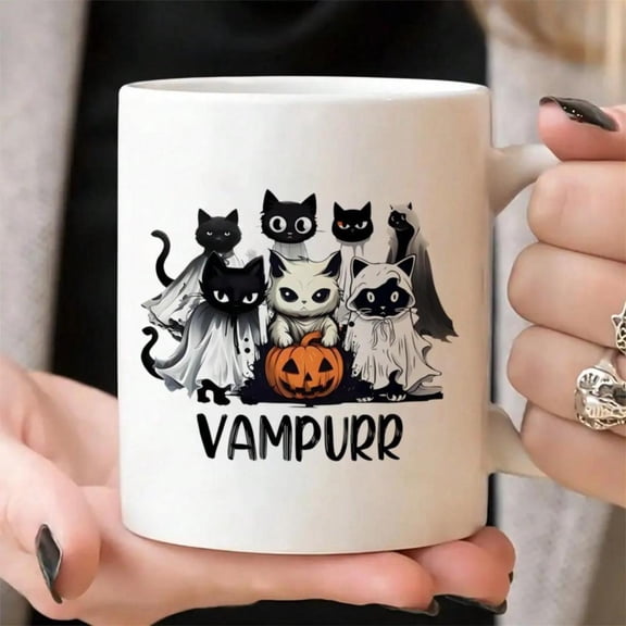 Spooky Halloween Mug Set 2 Themed 11oz Ceramic Coffee Cups Durable Comfortable Handle Reusable Home Decor Parties Birthdays And Holiday Gifts