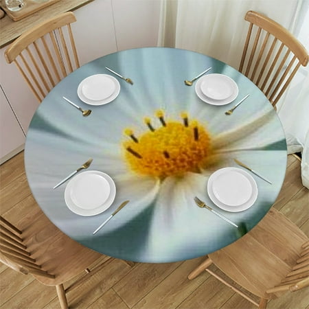 

Patifu Flowers Round Tablecloth Stain-Resistant Washable for Indoor Outdoor Dining Kitchen Farmhouse with Elastic Edge Home Decor 46 -50