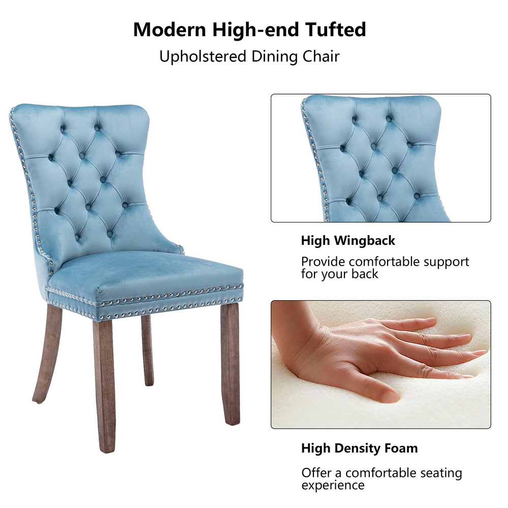 thumbnail image 3 of Bocarali Modern Upholstered Dining Chairs Set of 2, 2 Velvet Kitchen Dining Room Chairs with Nailhead Trim for for Living Room, Bedroom, 3 of 6