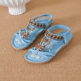 thumbnail image 2 of BRGZLK Sandals Women Versatile Plus Size Shoes Summer Flats Bohemian Rhinestone Slip On Open Toe Sandals Dressy Comfortable Elastic Ankle Strap Casual Slingback Beach Vacation Walking Sandal, 2 of 7