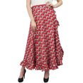 thumbnail image 1 of Phagun Jupe Hippie Imprimée Ikat pour Femmes Ceinture en Coton à Volants Rouge, 1 of 6