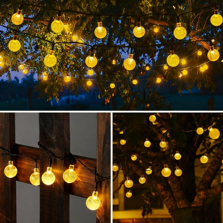 Toodour Solar String Lights, 60 LED Globe, 8 Modes, Warm White photo 2