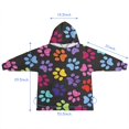 thumbnail image 7 of Colorful Animal Footprints Blanket Hoodies for Kids 6-13YR Oversize Wearable Blanket Hoodies for Boys Girls Teens, 7 of 7