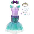 thumbnail image 1 of Vestido de princesa Ariel de Sirenita para niños, disfraz de Cosplay para niñas, fiesta de cumpleaños de Halloween, ropa de verano de hadas, VestidoL Gao Jinjia LED, 1 of 2