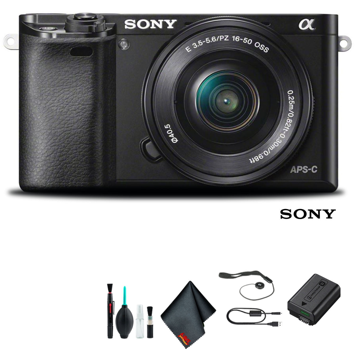 Sony Alpha a6000 Mirrorless Camera with 1650mm Lens Black Starter Kit