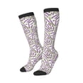thumbnail image 2 of Vsdgher Lavender Flowers Print Thigh High Socks Extra Long Stretchy Sock Women Over Knee High Opaque Stocking Daily Wear, 2 of 5