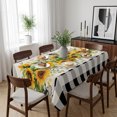 thumbnail image 6 of Sunflower Table Cloth Waterproof Tablecloths, Summer Botanical Bee Rustic Black Plaid Tablecloth Dining Table Cover for Kitchen Party Tabletop Outdoor, Rectangle Tablecloth 52x70 Inch, 6 of 9