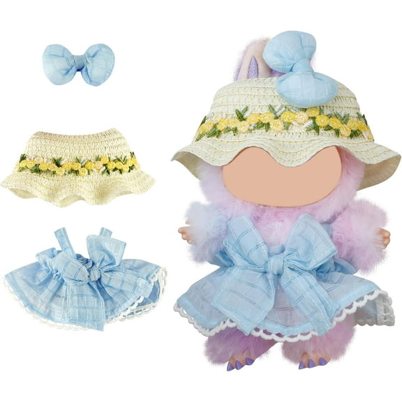 3 Sets of Clothes for Doll - 17cm Dolls Clothes Handmade Crochet Outfit for Hat, Top & Accessories Set for Cute Figures (No Doll)