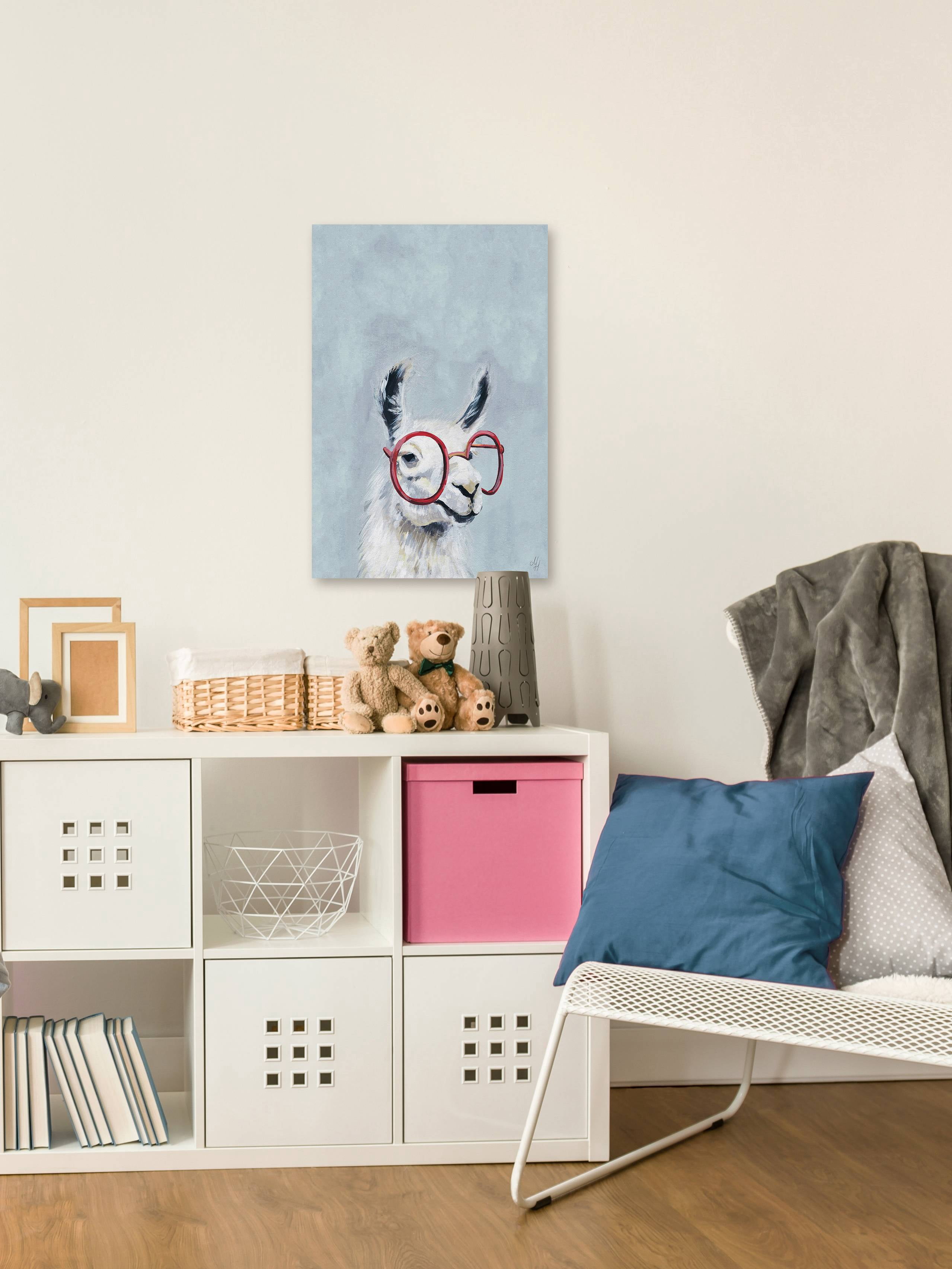 Marmont Hill Red Llama Glasses II Canvas Wall Art