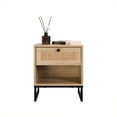 thumbnail image 2 of Birch Coastal Modern Side Table with Drawer Natural Wood Top with Black Metal Legs, 2 of 7