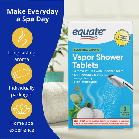 Equate Soothing Vapor Shower Tablets, Eucalyptus & Menthol, 3 Count, Compare to Vicks® VapoShower™