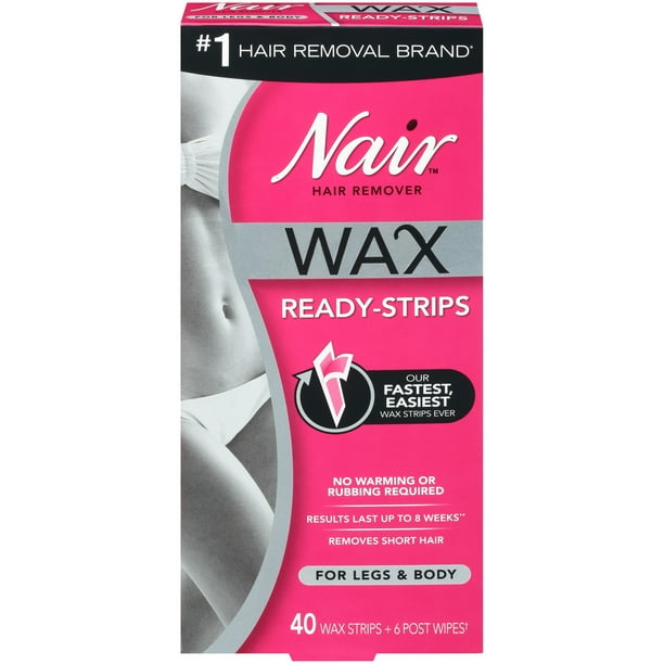 Nair Hair Remover Wax Ready Strips for Legs & Body, 40 CT