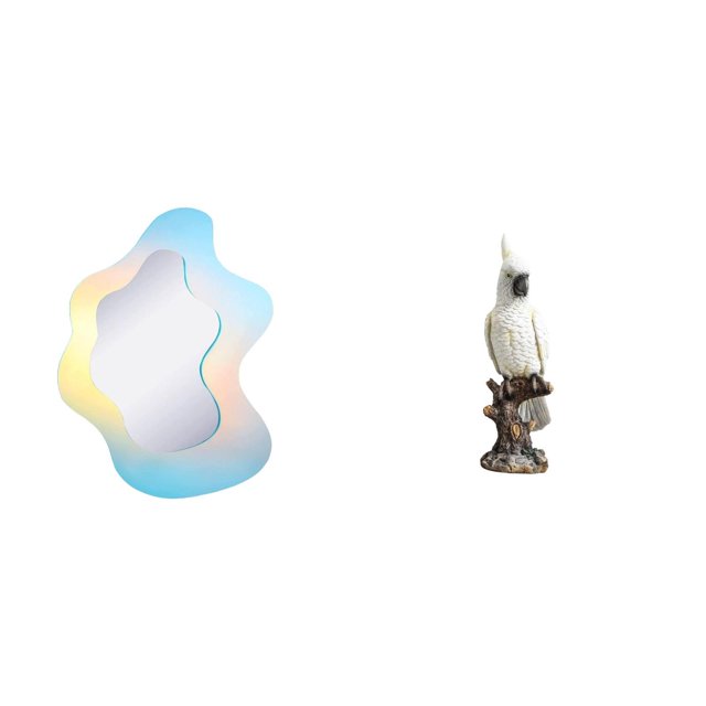 Escultura de espejo acrílico con forma de loro ondulado. Figura decorativa moderna de resina con forma de animal, ideal para maquillaje, decoración de