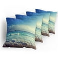 thumbnail image 5 of Ambesonne Tropical Throw Pillow Cover 4 Pack, Beach Sunset Waves, 18", Cream Turquoise, 5 of 7