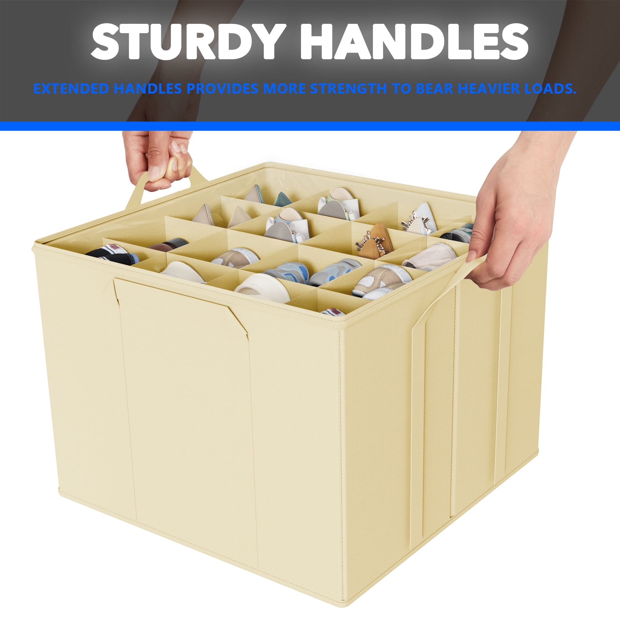Tooloton Shoe Organizer for Closet, 2 Pack, Fits 16-32 Pairs, Beige