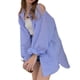 thumbnail image 1 of Camisa de rayas Nikou manga larga azul con cuello boyfriend gran tamaño, 1 of 9