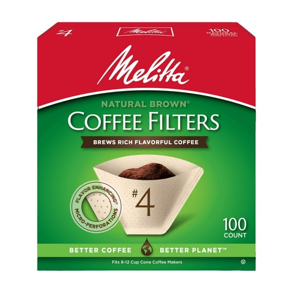 (6 Pack) Melitta #4 Natural Brown Cone Coffee Filters, 100 Ct