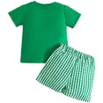 thumbnail image 6 of Leey-World Toddler Baby Boy St Patricks Day Outfit Short Sleeve Lucky Clover Print Shirt Shorts Set Summer Clothes 2Pcs|Green,6-12 Months, 6 of 9