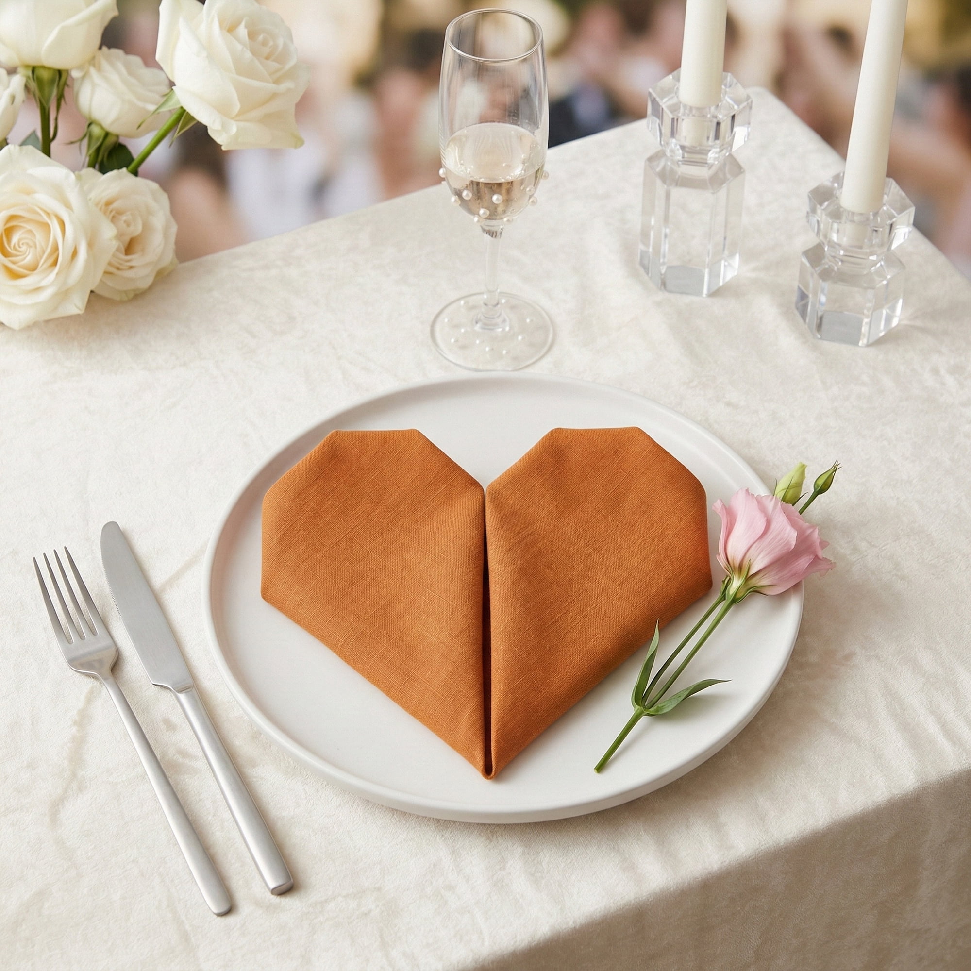 Unique Bargains 6Pcs Cotton Reusable Party Cloth Napkins Caramel 18x18inch