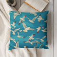 thumbnail image 3 of Bird Print Throw Pillow Cushion Case, Pattern of Continuing Seagulls Flying Over The Sea, Decorative Square Accent Pillow Cover,  Sea Blue Charcoal Grey, 3 of 5