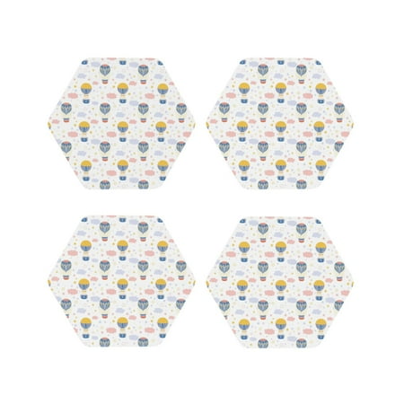 

Tideii Hot Air Balloon for Leather Coasters 4 Pieces Anti-fouling and Anti-scalding Decorative Coasters Suitable for Restaurants Kitchens Coffee Shops-Hexagon