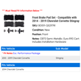 thumbnail image 2 of Front Brake Pad Set - Compatible with 2014 - 2019 Chevy Corvette Stingray 2015 2016 2017 2018, 2 of 2