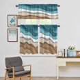 thumbnail image 3 of Kitchen Window Curtains Valance and Tier Set, Teal Gradient Water Ripple Abstract Geometric Rod Pocket Tier Curtain Valance Set, Summer Ocean Coastal Light Filtering Cafe Curtains for Bedroom, 3 of 9