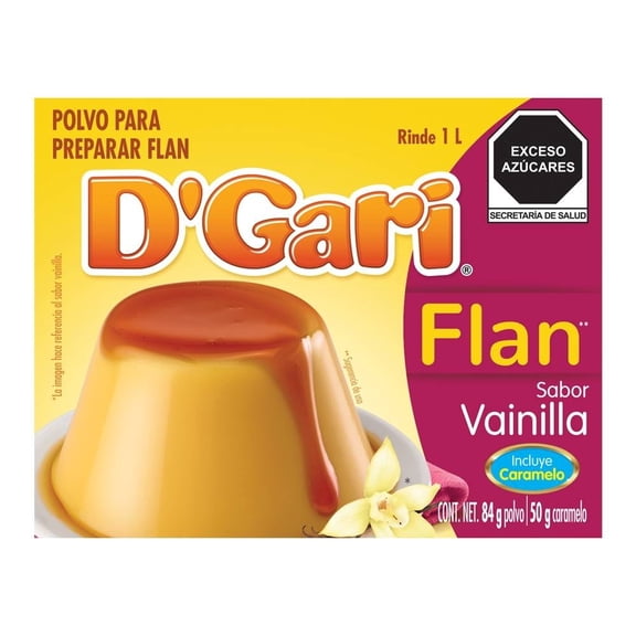 Polvo para preparar flan D' Gari sabor vainilla 84 g más 50 g de caramelo
