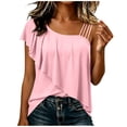 thumbnail image 6 of Posijego Ruffle Tank Tops for Women One Shoulder Elegant Blouses Casual Summer Shirts Sleeveless Stretch Slim Tank Tops, 6 of 9