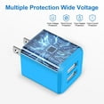 thumbnail image 3 of FiveBox 2.1A USB Wall Charger Block, 2 Pack Dual Port USB Charger Adapter Power Plug Fast Charging Station Box Base USB Charger Cube Compatible for iPhone, Samsung, Android, Blue, 3 of 7