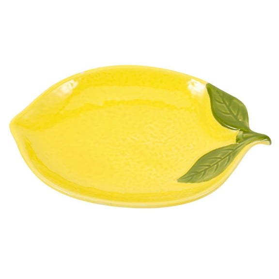ELAYARD Lemon Plate Ceramic Appetizer Plate Lemon Design Dessert or Snack Serving Dish Elegant Fruit Plate 1pc(5.91X4.13X0.79in)