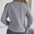 thumbnail image 4 of FNFYFH Women's Off Shoulder Sweater Solid Color Turtleneck Sweaters Long Sleeve Cutout Chunky Knitted Jumper Tops, 4 of 8