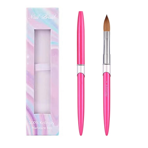 Nail art brush, Metal/Natural hair, 17 cm, Pink