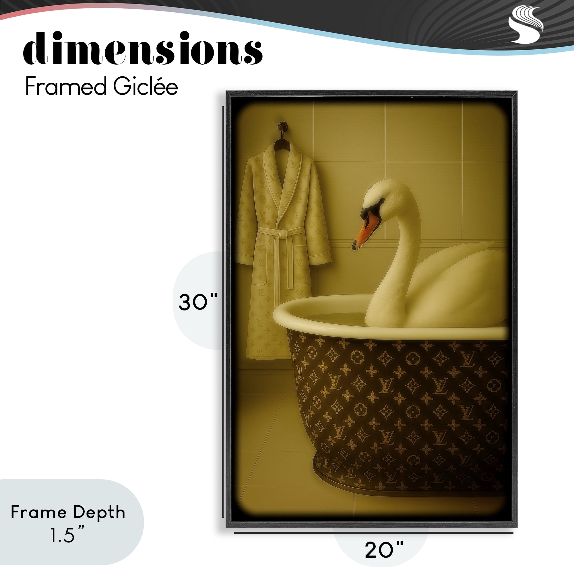 Stupell Industries Couture Swan in Luxury Tub Black Framed Giclee Art, design by Grotto Studios