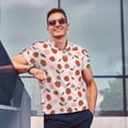 thumbnail image 4 of Picia Floral Strawberr Print Men's Polo Shirt, Two-Button Closure Pique Polo Shirt, Summer Fashion Golf Shirt-4X-Large, 4 of 6