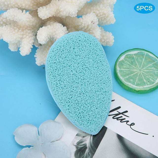 Hydrophilic Polyurethane Net Structure Makeup Cleaning Puff , Wash Face Sponge, 5pcs Cleaning Face For Girls Beauty Women Green