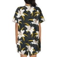 thumbnail image 3 of Bixox Women's Lilies Flowers Printed Pajama Set 2 Piece Lounge Set Top and Shorts Soft Pajamas, Shorts with Pockets, 3 of 7