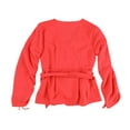 thumbnail image 2 of bar III Womens Ruched Wrap Knit Blouse, Orange, XX-Large, 2 of 2
